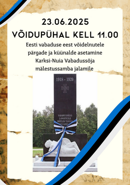 Pärgade asetamine Vabadussõjas langenute mälestussamba jalamile